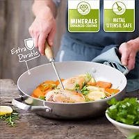 Venice Pro Ceramic Nonstick 12" 5Qt Covered Wok Helper Handle