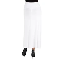 24/7 Comfort Apparel Elastic Waist Solid Maxi Skirt