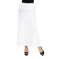 24/7 Comfort Apparel Elastic Waist Solid Maxi Skirt