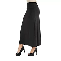 24/7 Comfort Apparel Elastic Waist Solid Maxi Skirt