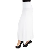 24/7 Comfort Apparel Elastic Waist Solid Maxi Skirt