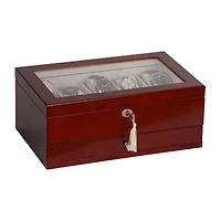 Mele and Co Christo Glass Top Walnut-Finish Watch Box