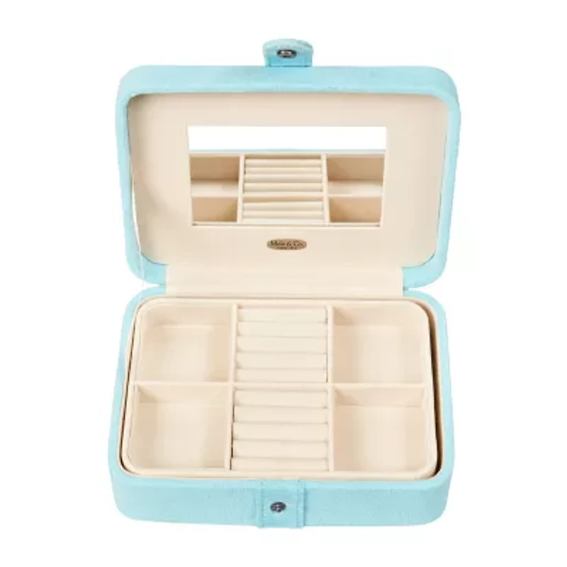 Mele and Co Giana Plush Fabric Aqua Jewelry Travel Case