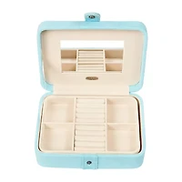 Mele and Co Giana Plush Fabric Aqua Jewelry Travel Case
