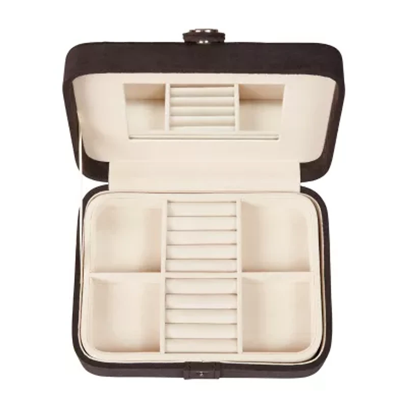 Mele and Co Giana Plush Fabric Black Jewelry Travel Case