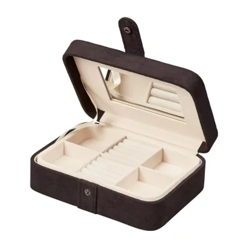 Mele and Co Giana Plush Fabric Black Jewelry Travel Case