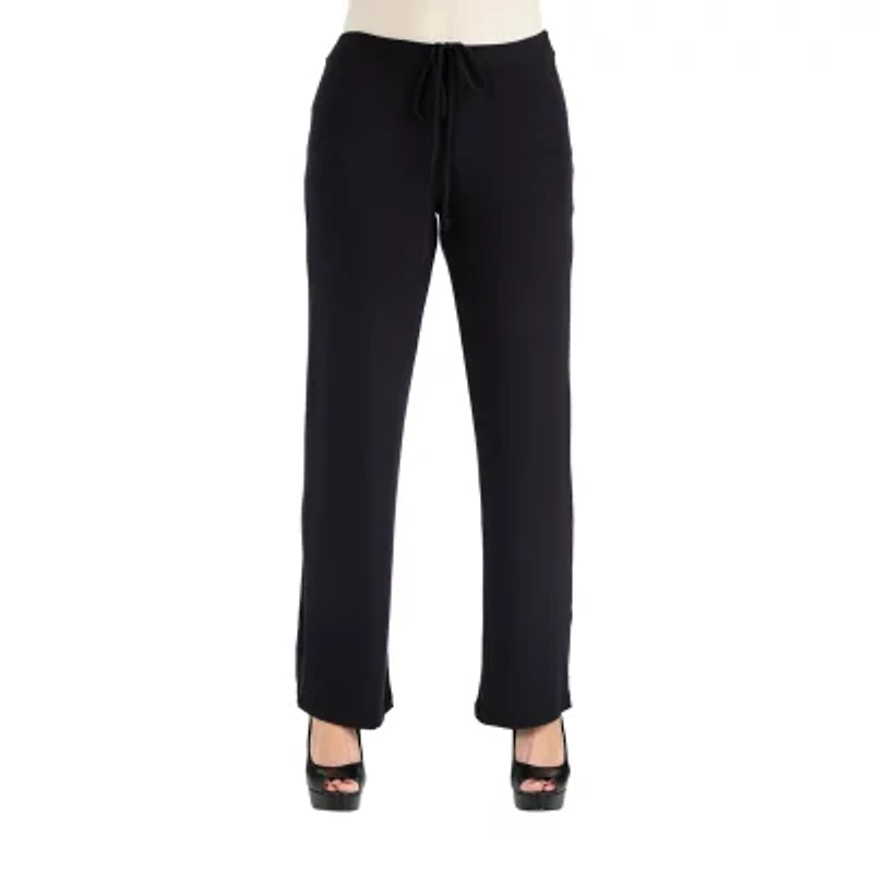 24seven Comfort Apparel Womens Mid Rise Straight Palazzo Pant