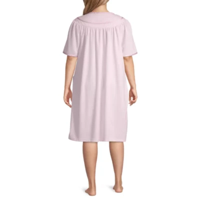 Adonna Womens Plus Waffle Short Sleeve Knee Length Robe