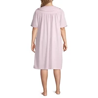 Adonna Womens Plus Waffle Short Sleeve Knee Length Robe