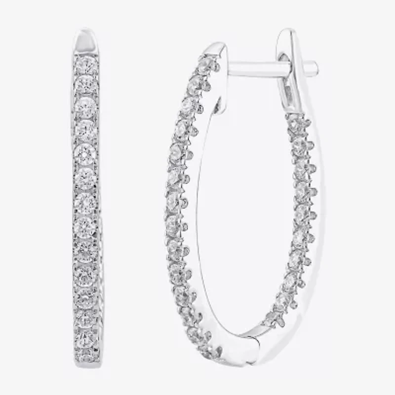 (H-I / I1) 1/2 CT. T.W. Lab Grown White Diamond 10K or 14K White or Yellow Gold 20.7mm Hoop Earrings