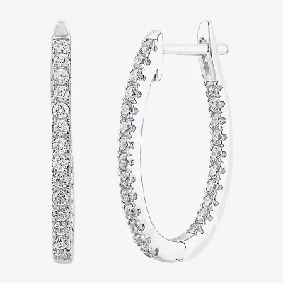 (H-I / I1) 1/2 CT. T.W. Lab Grown White Diamond 10K or 14K White or Yellow Gold 20.7mm Hoop Earrings