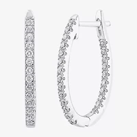 (H-I / I1) 1/2 CT. T.W. Lab Grown White Diamond 10K or 14K White or Yellow Gold 20.7mm Hoop Earrings