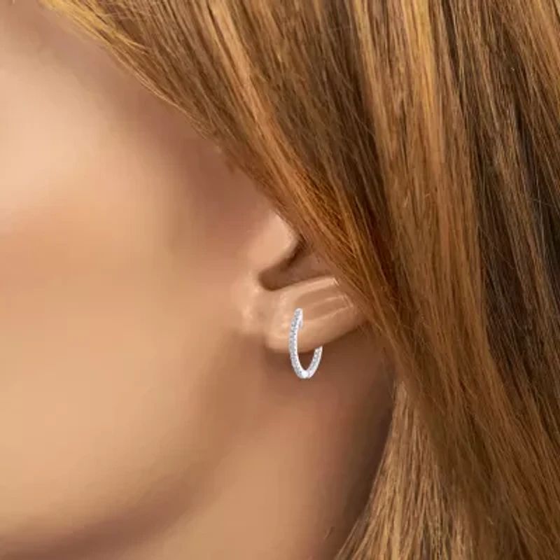 (H-I / I1) 1/4 CT. T.W. Lab Grown White Diamond 10K or Yellow Gold 16.4mm Hoop Earrings