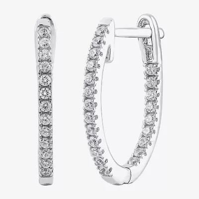 (H-I / I1) 1/4 CT. T.W. Lab Grown White Diamond 10K or Yellow Gold 16.4mm Hoop Earrings