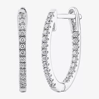 (H-I / I1) 1/4 CT. T.W. Lab Grown White Diamond 10K or Yellow Gold 16.4mm Hoop Earrings