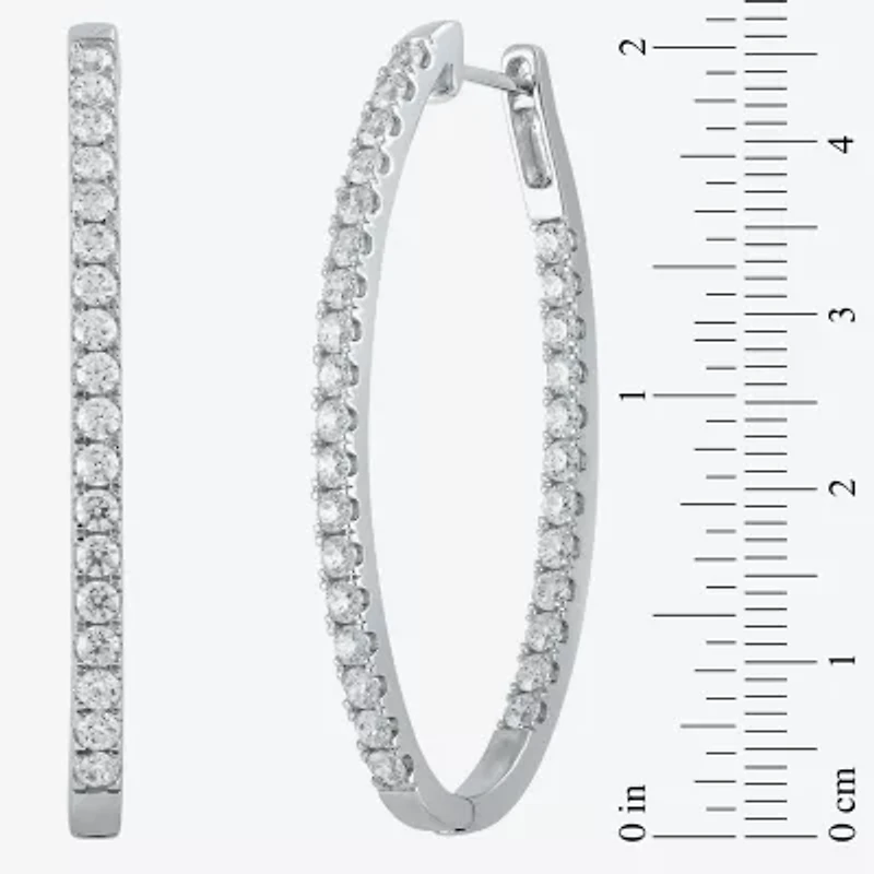 (H-I / I1) 3 CT. T.W. Lab Grown White Diamond 14K White Gold 9.9mm Hoop Earrings
