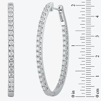 (H-I / I1) 3 CT. T.W. Lab Grown White Diamond 14K White Gold 9.9mm Hoop Earrings
