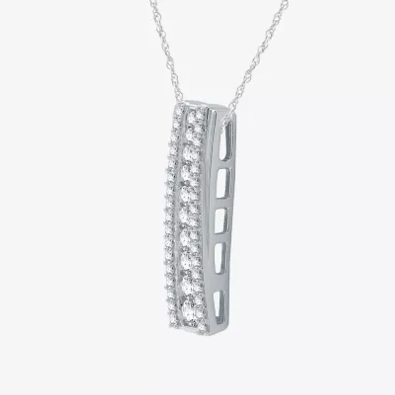 Linear Womens 1/2 CT. T.W. Lab Grown White Diamond Sterling Silver 18 Inch Pendant Necklace