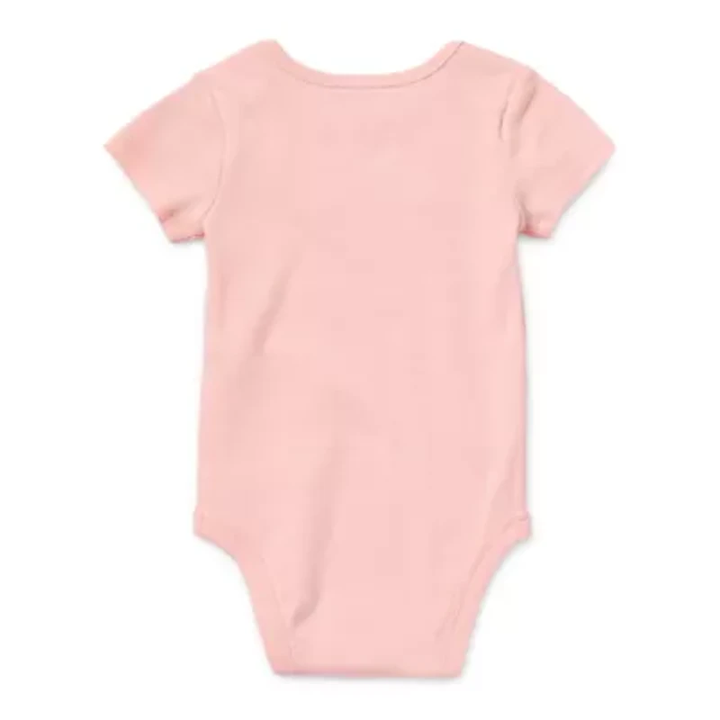 Okie Dokie Baby Girls Round Neck Short Sleeve Rib Bodysuit