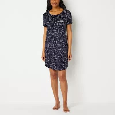 Liz Claiborne Cool and Calm Womens Round Neck Short Sleeve Nightshirt