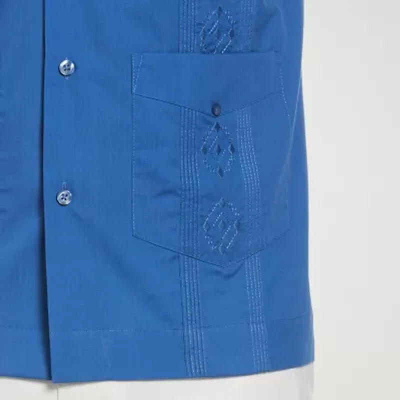 Cubavera Embroidered Button-Down Mens Short Sleeve Camp Shirt