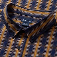 Haggar Mens Long Sleeve Regular Fit Big and Tall Button-Down Shirt
