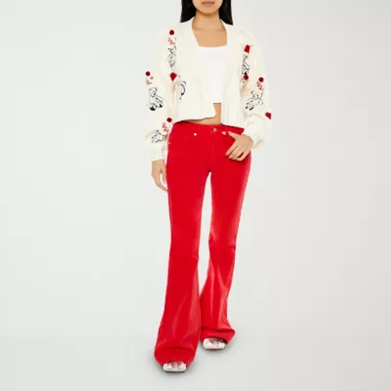 Forever 21 Bear Santa Hat Womens Long Sleeve Open Front Juniors Cardigan