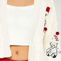 Forever 21 Bear Santa Hat Womens Long Sleeve Open Front Juniors Cardigan