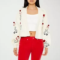 Forever 21 Bear Santa Hat Womens Long Sleeve Open Front Juniors Cardigan