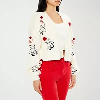 Forever 21 Bear Santa Hat Womens Long Sleeve Open Front Juniors Cardigan