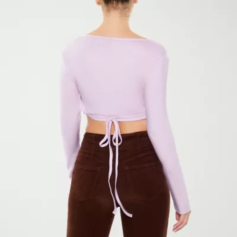 Forever 21 Womens V Neck Long Sleeve Juniors Blouse