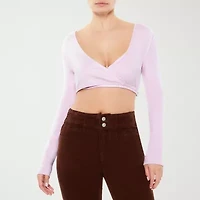 Forever 21 Womens V Neck Long Sleeve Juniors Blouse