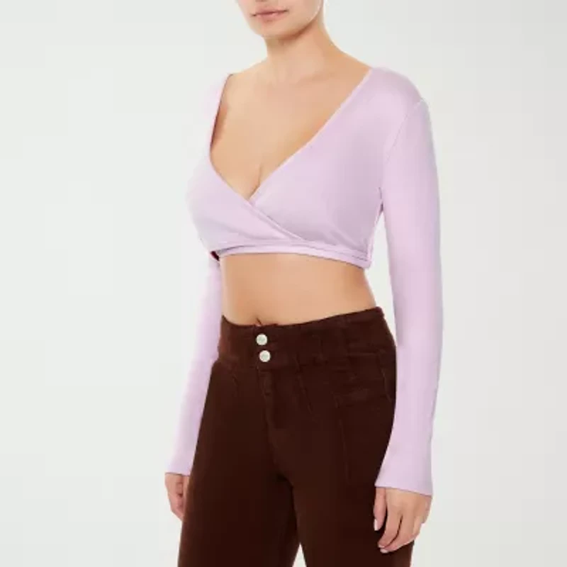 Forever 21 Womens V Neck Long Sleeve Juniors Blouse