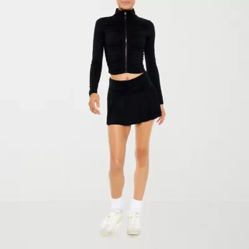 Forever 21 Active Ruched Womens Lightweight Juniors Cropped Jacket
