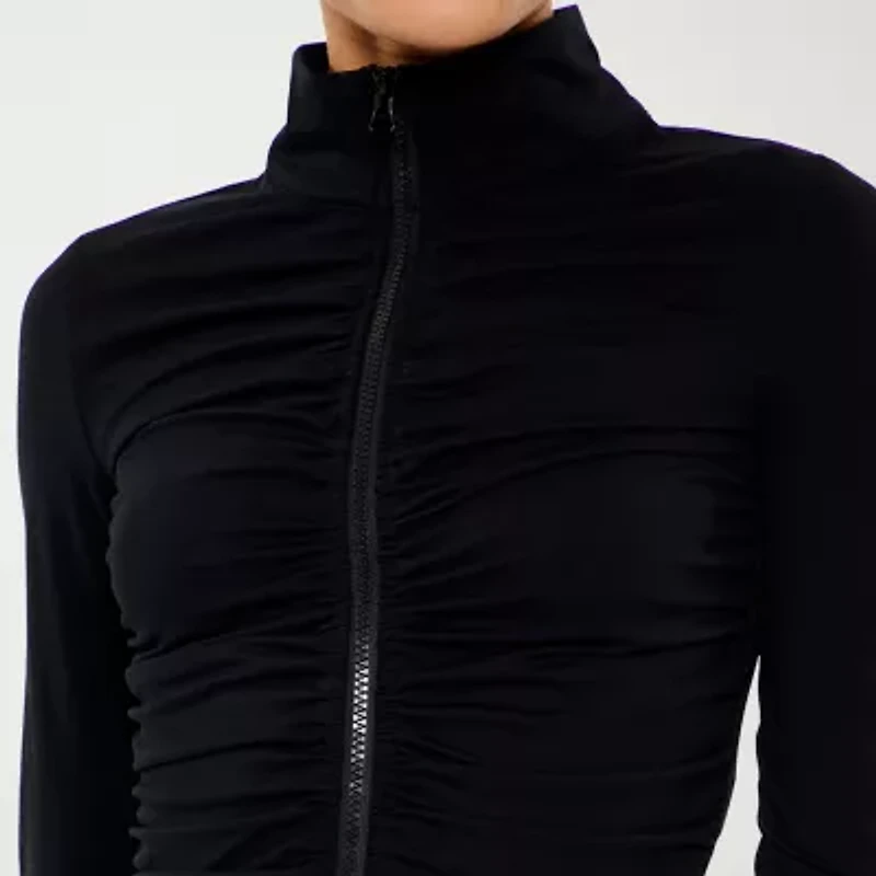 Forever 21 Active Ruched Womens Lightweight Juniors Cropped Jacket