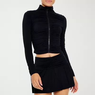 Forever 21 Active Ruched Womens Lightweight Juniors Cropped Jacket