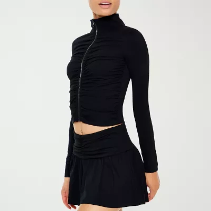 Forever 21 Active Ruched Womens Lightweight Juniors Cropped Jacket