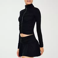 Forever 21 Active Ruched Womens Lightweight Juniors Cropped Jacket