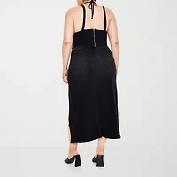 Forever 21 Womens High Rise Long Denim Skirt Juniors Plus