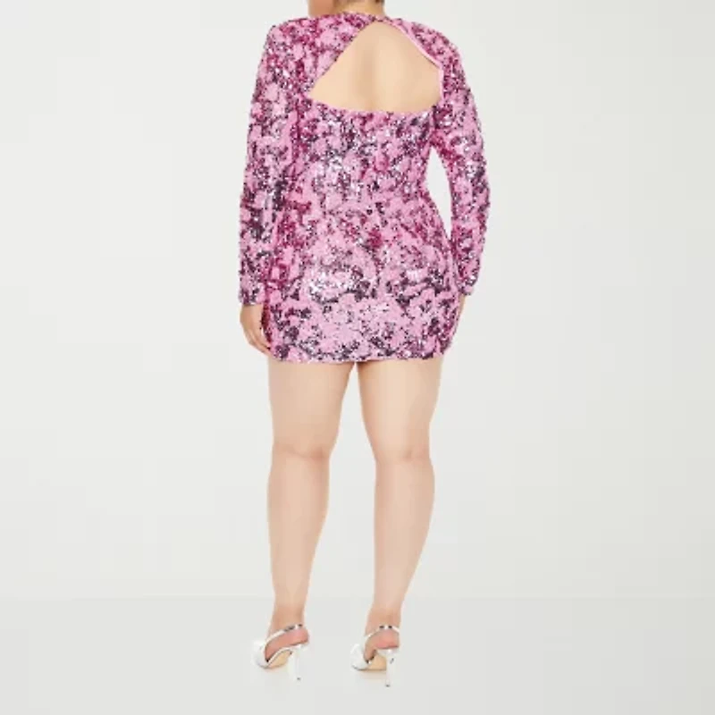 Forever 21 Womens Long Sleeve Sequin Juniors Plus Bodycon Dress