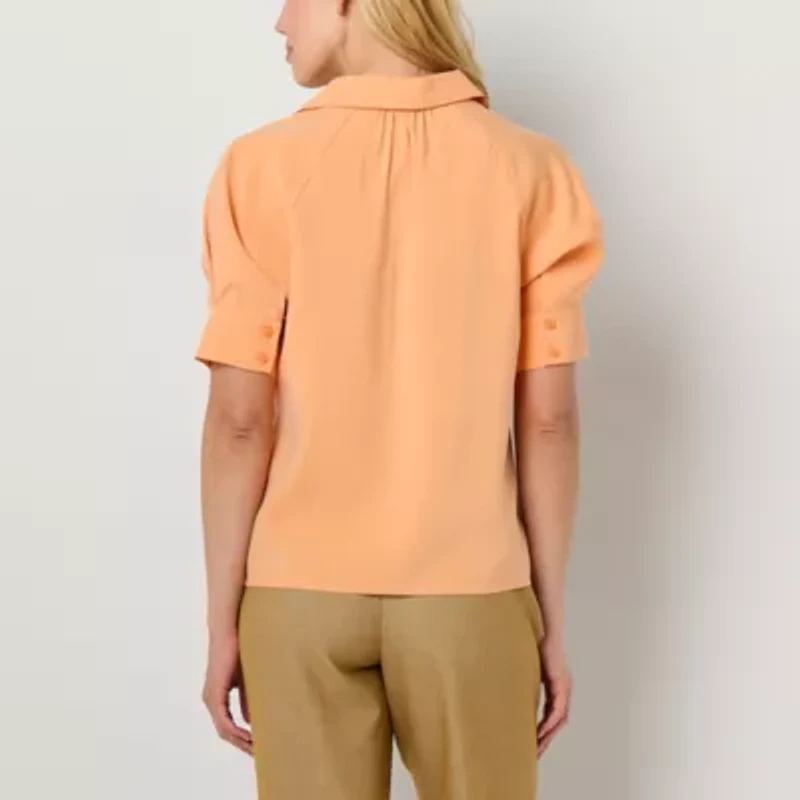 Worthington Womens Short Sleeve Blouse