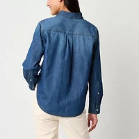 a.n.a Womens Easy-on + Easy-off Long Sleeve Cuffed Regular Fit Button-Down Shirt