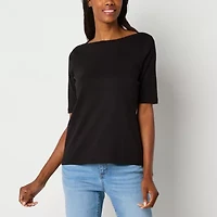 St. John's Bay Womens Boat Neck Elbow Sleeve Blouse