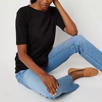 St. John's Bay Womens Boat Neck Elbow Sleeve Blouse