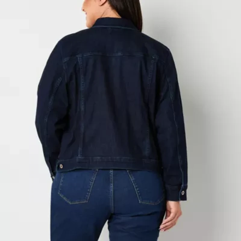 Liz Claiborne Womens Plus Denim Midweight Jacket
