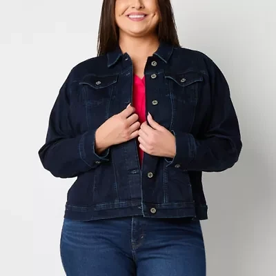 Liz Claiborne Womens Denim Midweight Plus Jacket