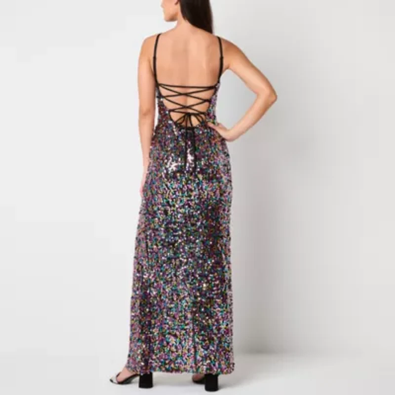 VIOLET WEEKEND Womens Juniors Sleeveless Sequins Bodycon Dress