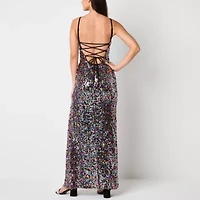 VIOLET WEEKEND Womens Juniors Sleeveless Sequins Bodycon Dress