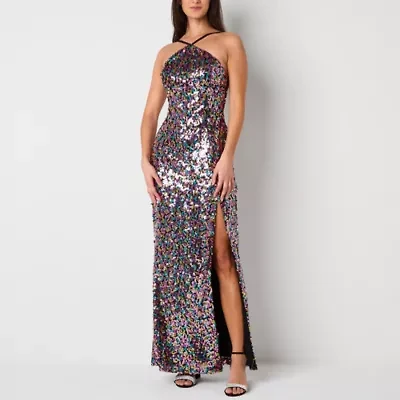 VIOLET WEEKEND Womens Sleeveless Sequin Juniors Bodycon Dress