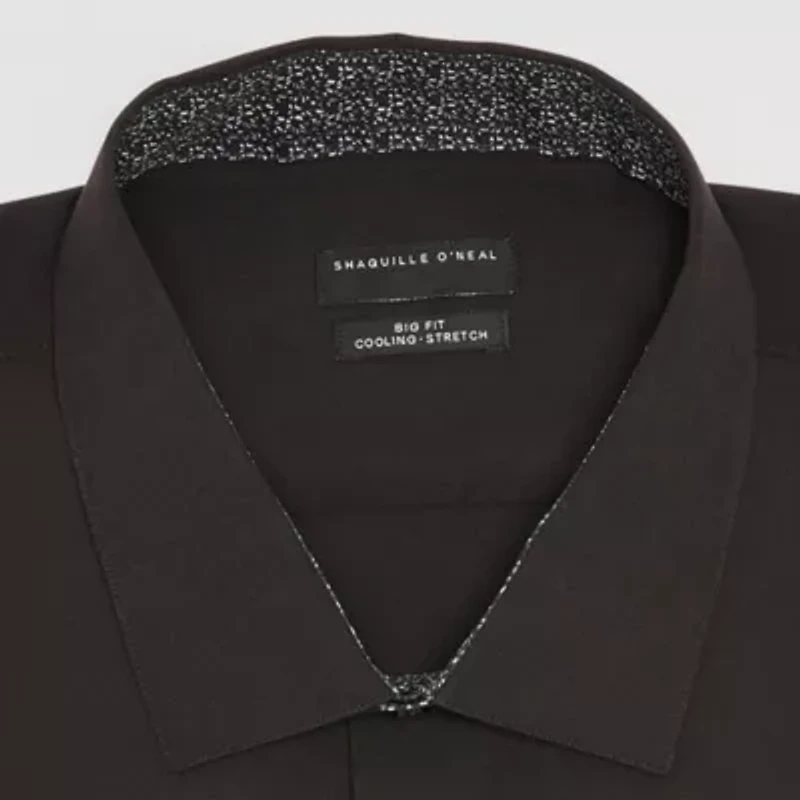 Shaquille O'Neal XLG Big and Tall Mens Regular Fit Easy Care Pattern Cuff Long Sleeve Dress Shirt
